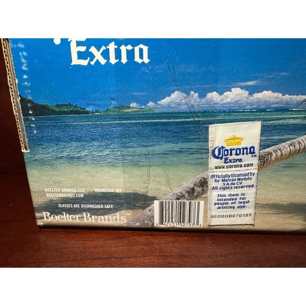 2007 Corona Extra Pub Glass Collection 16oz Beer Glasses Gift Set Four 4 Glasses